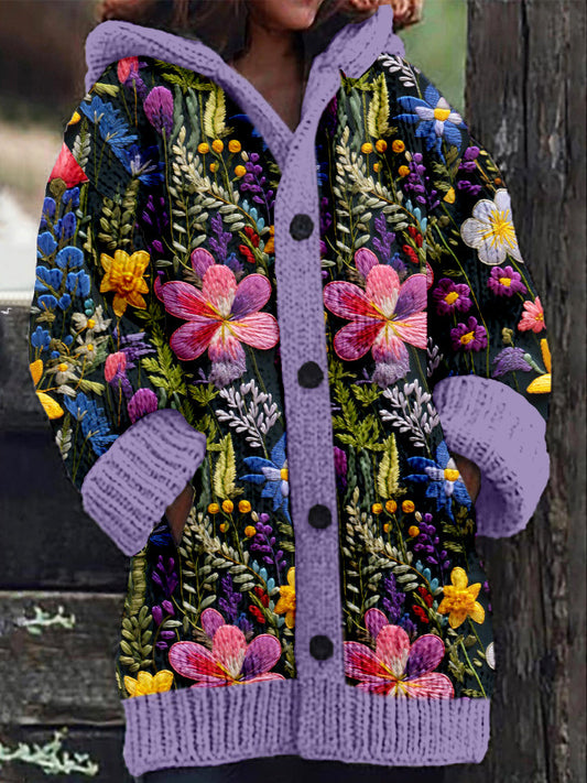 Elegáns, hangulatos kardigán hímzett virágokkal