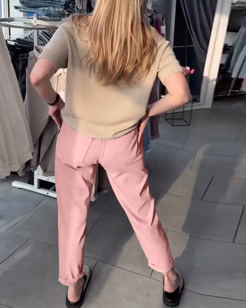 Nadrágok Egyszínű Lezser Egyenes