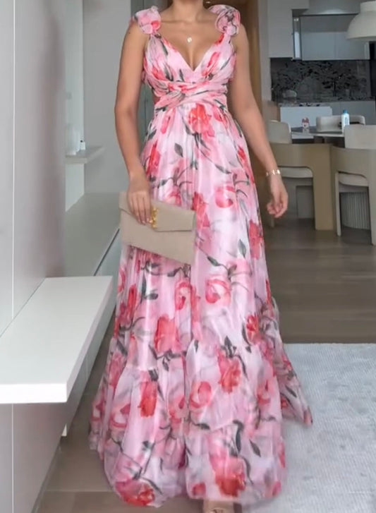 🍓Szexi és elegáns, rakott mintás, pántos ruha