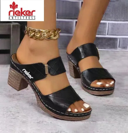 RIEKER@2025 új, masszázzsal ellátott, ék alakú szandál