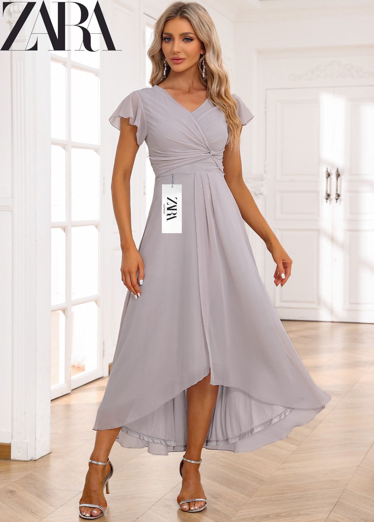 Női ruha sifon fodros díszítéssel