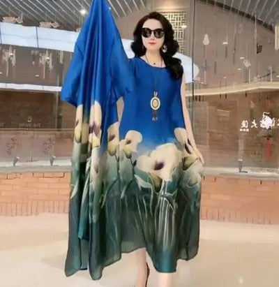 【M-5XL】 Új tavaszi divat, kétrészes sifon ruha és ing, alkalmi és mindenhez illő.