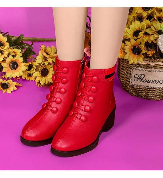 🔥【35-41】2023 Ősszel és télen népszerű ferde sarkú, puha bőr női csizma