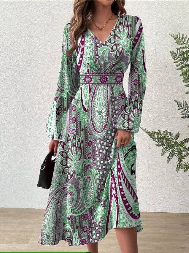 2024-es új stílusú elegáns és elegáns karcsúsító V-nyakú ruha