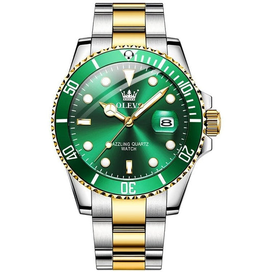 OLEVS GREEN WATER GHOST QUARTZ WATCH VÍZÁLLÓ LUXUS FÉRFI ÓRA