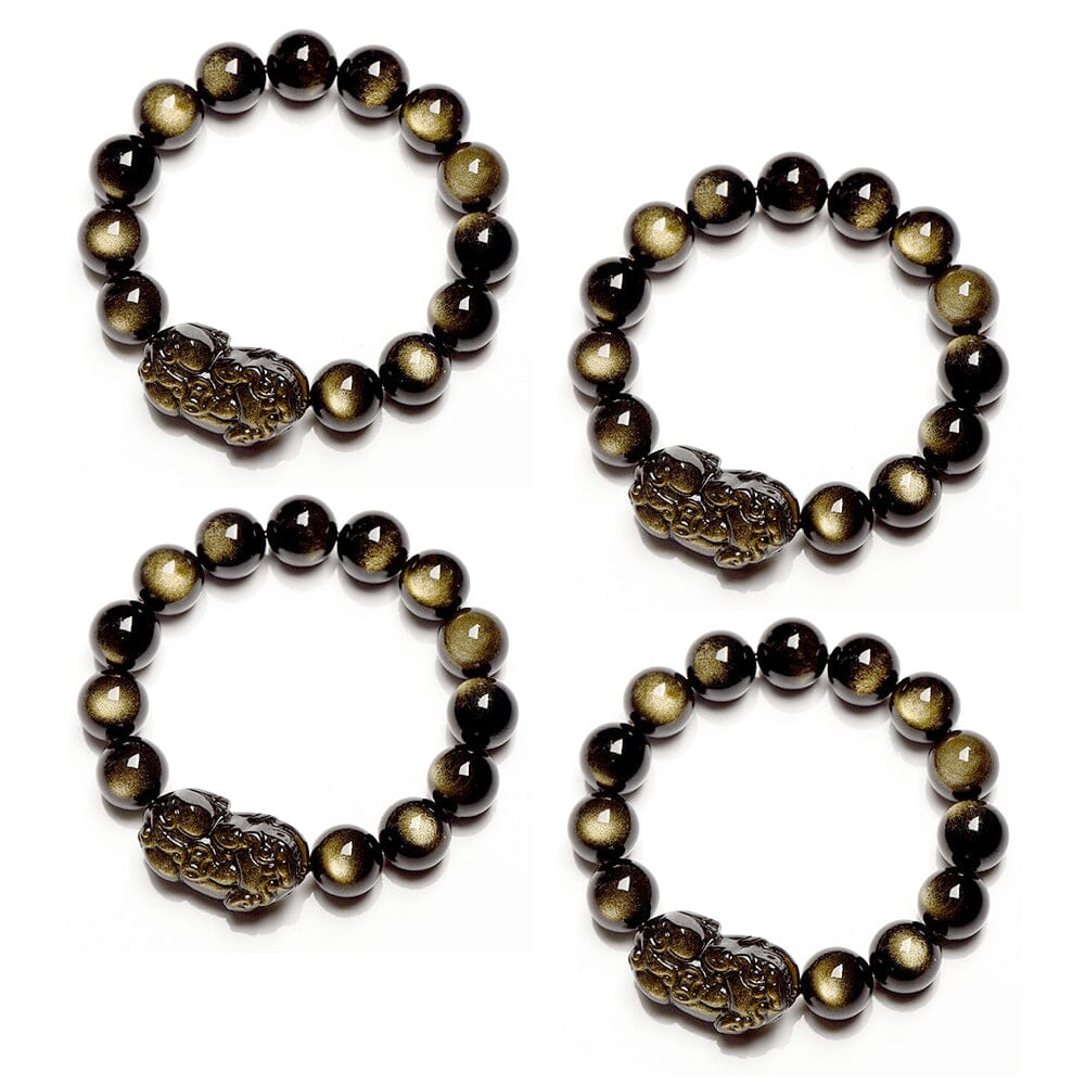 FLYSMUS™ FENG SHUI ARANY FÉNYES Obszidián karkötő