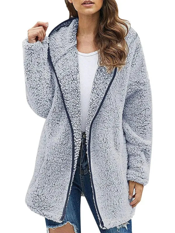 Női kasmír kabát Bő női kapucnis kabát