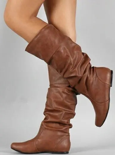 【35-43】 Retro egyszerű, magas hímzett női csizma