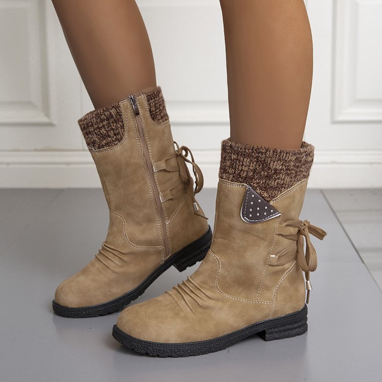 🔥51% KEDVEZMÉNY MOST - Női lábszárközépig érő hócsizma pulóver mandzsetta téli meleg csizma