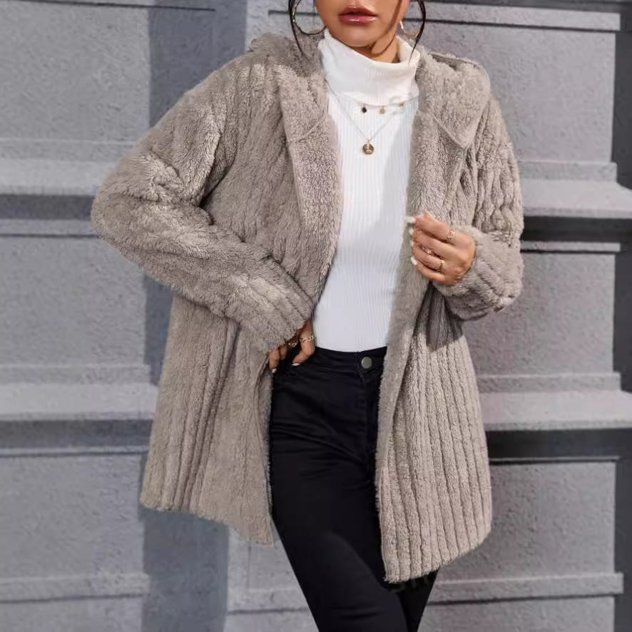 Meleg, kifordítható Arctic polár kabát kapucnival és függőleges csíkokkal