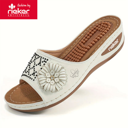 Rieker, nyári új női ortopéd ékszandál virágmintával 2025-től