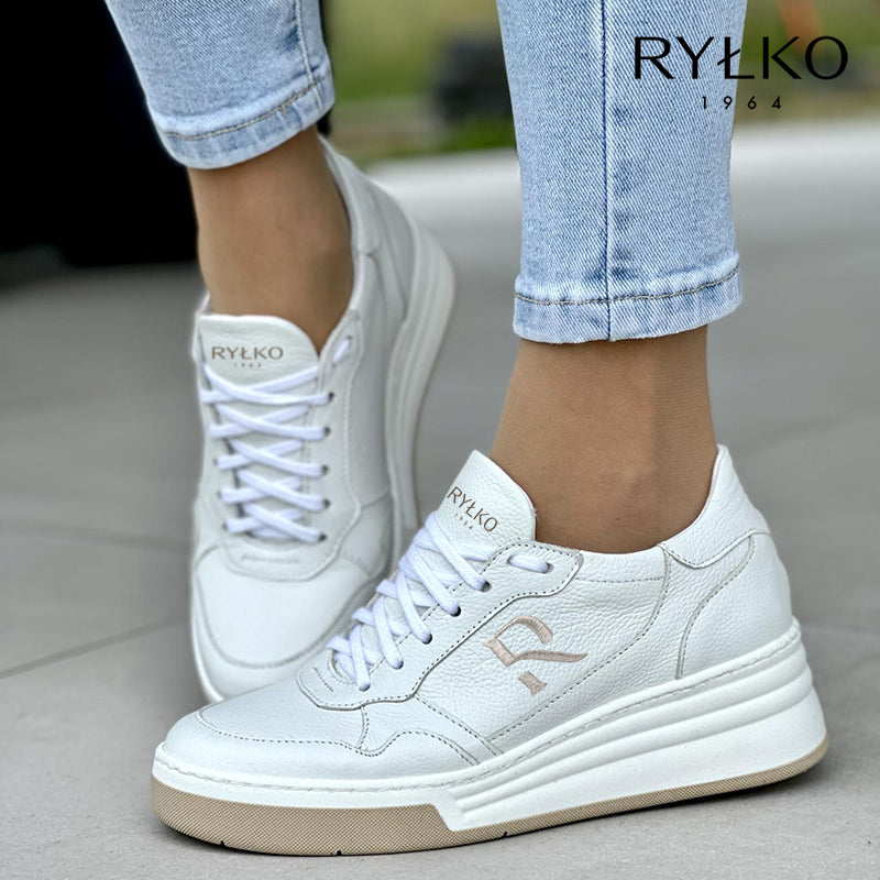 FÉNYES FEHÉR NŐI tornacipő VALÓDI BŐRBŐL