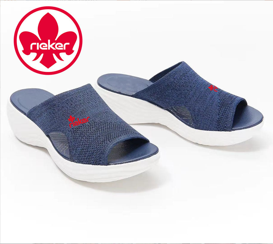 Rieker 2025 nyári új nagy női papucs lapos fenekű halszáj hálós lélegző női kültéri papucs