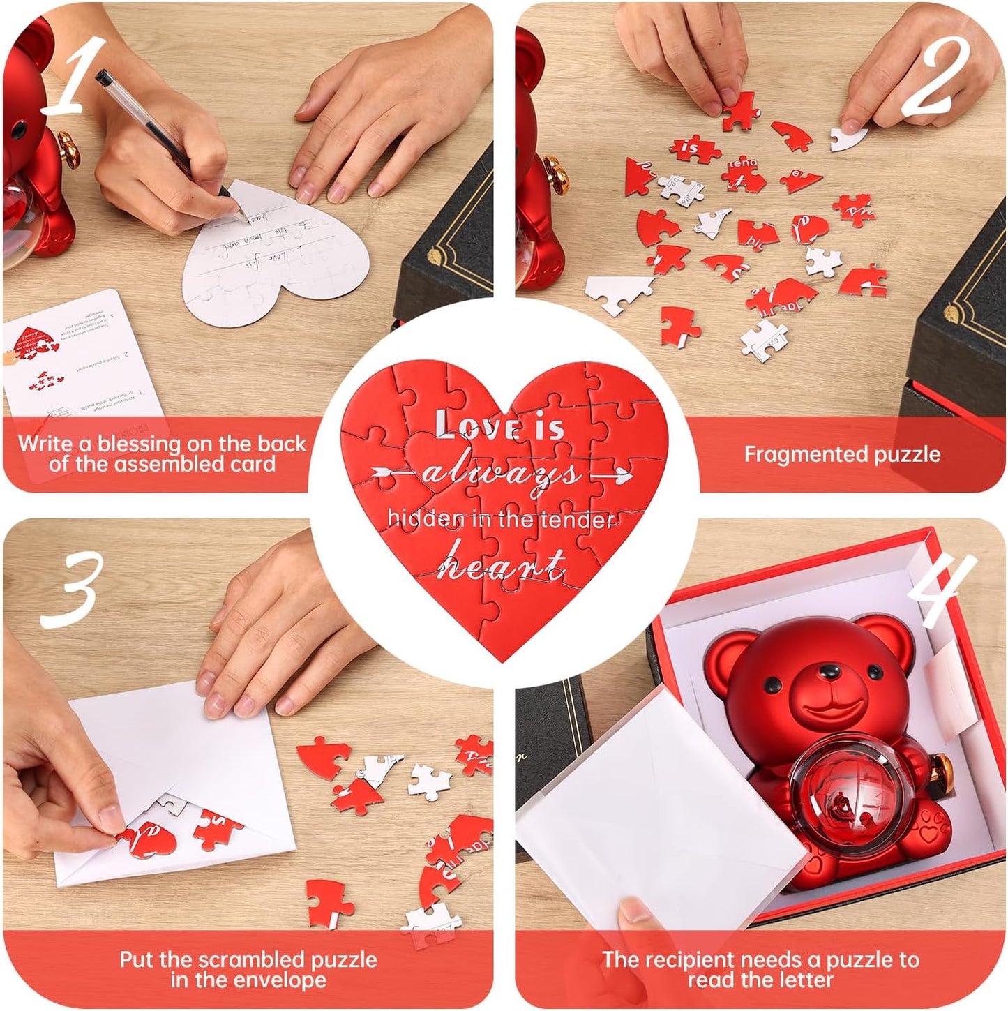 Örök rózsa medvedoboz gravírozott nyaklánccal