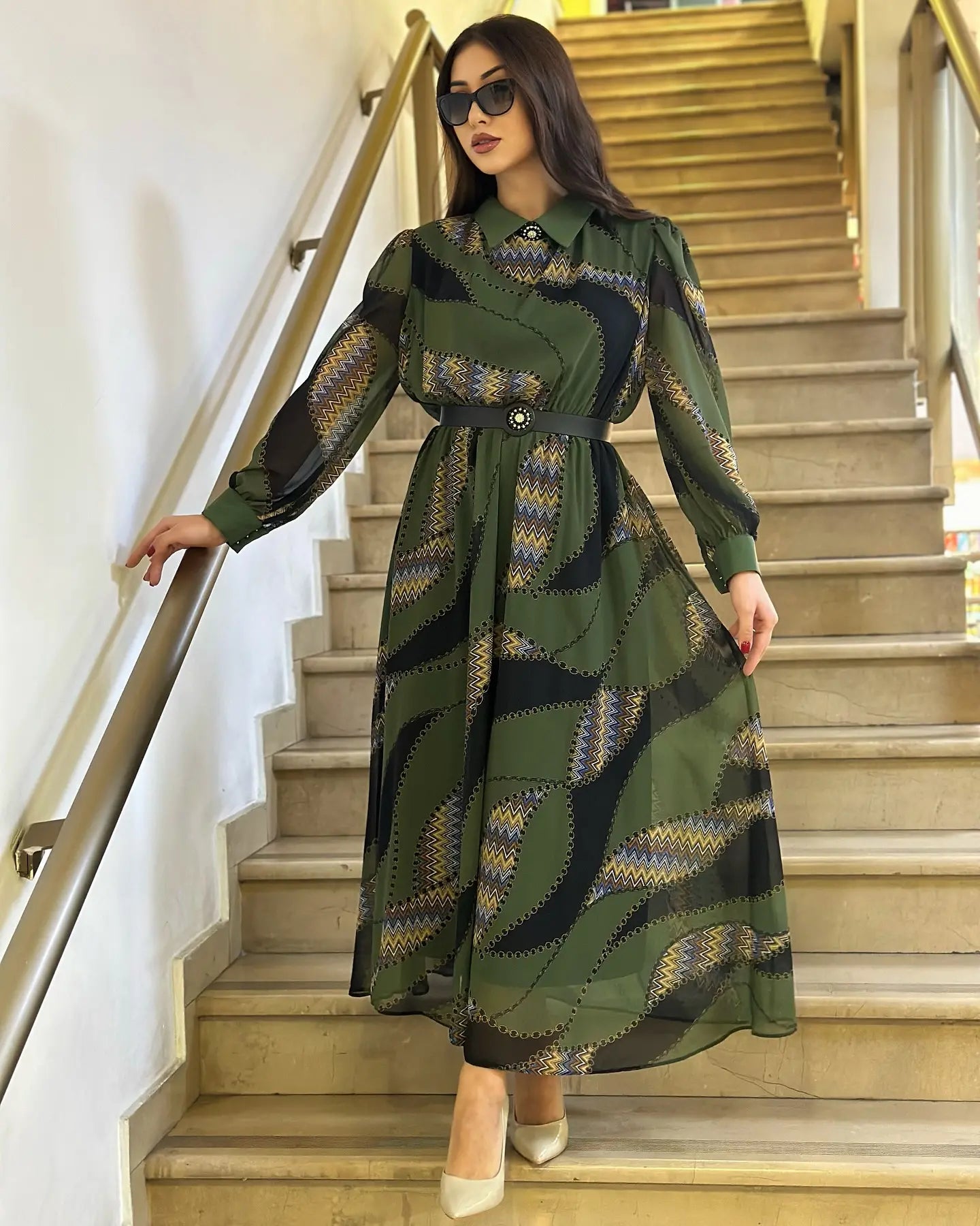 😍Nagyon szép ruha👗[S-5XL]Elegáns ruha fodros ujjakkal