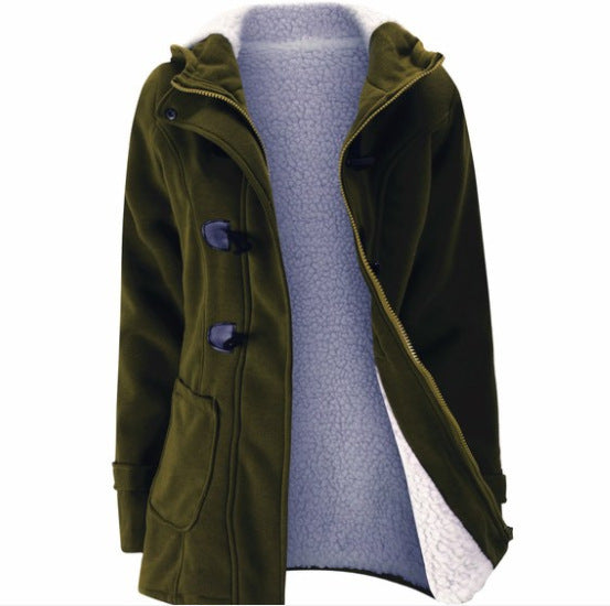 Női hosszú ujjú kabát kapucnival