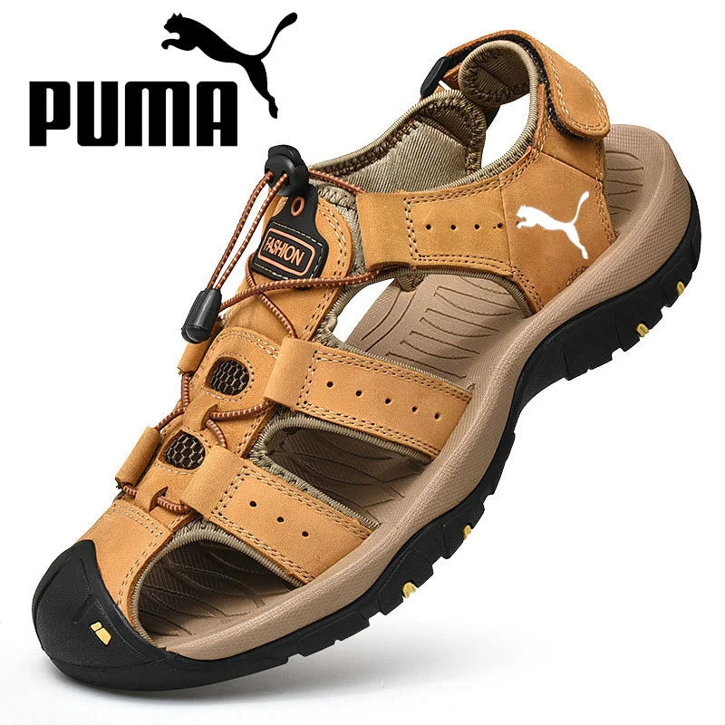PUMA® borjúbőr, kézzel varrott szandál