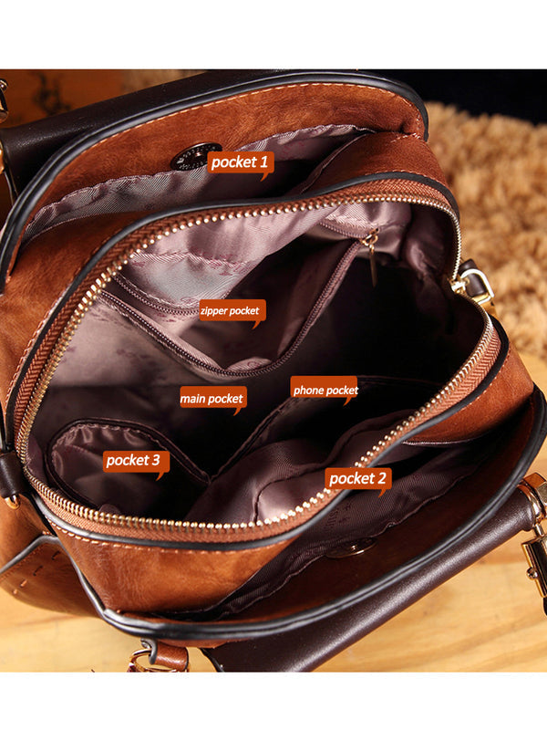 Kerek formájú vintage bőrtáskák, bojtokkal. Válltáska