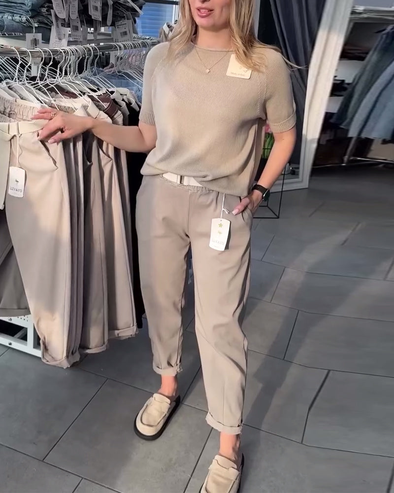 Nadrágok Egyszínű Lezser Egyenes