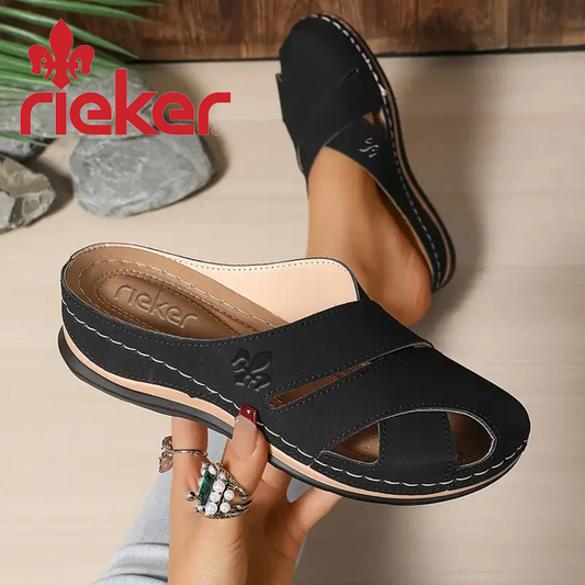 🔥RIEKER@2025 Női éksarkú szandál kerek orrú, platformos