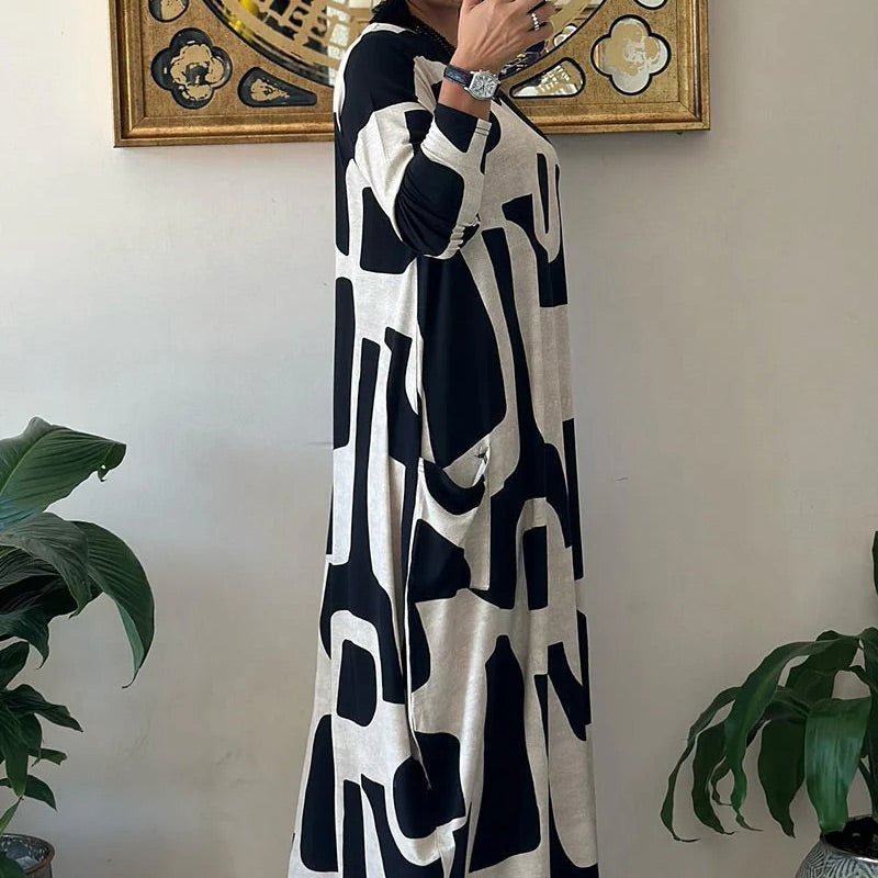 ✨Női hosszú ujjú ruha mintával