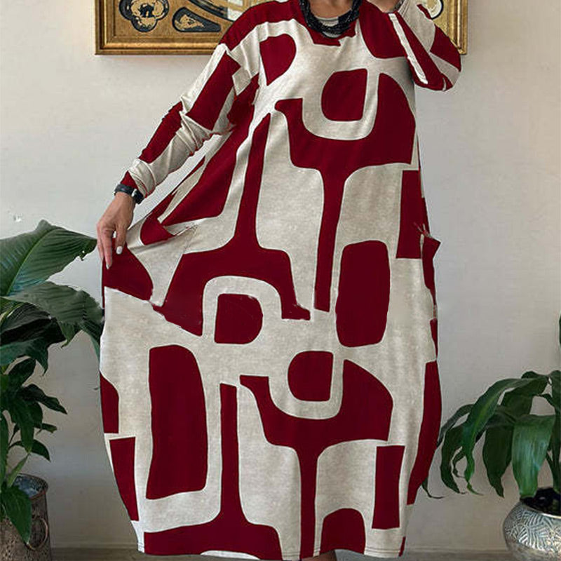 ✨Női hosszú ujjú ruha mintával