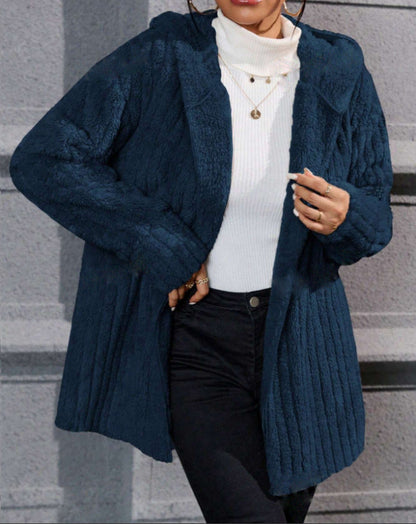 Meleg, kifordítható Arctic polár kabát kapucnival és függőleges csíkokkal