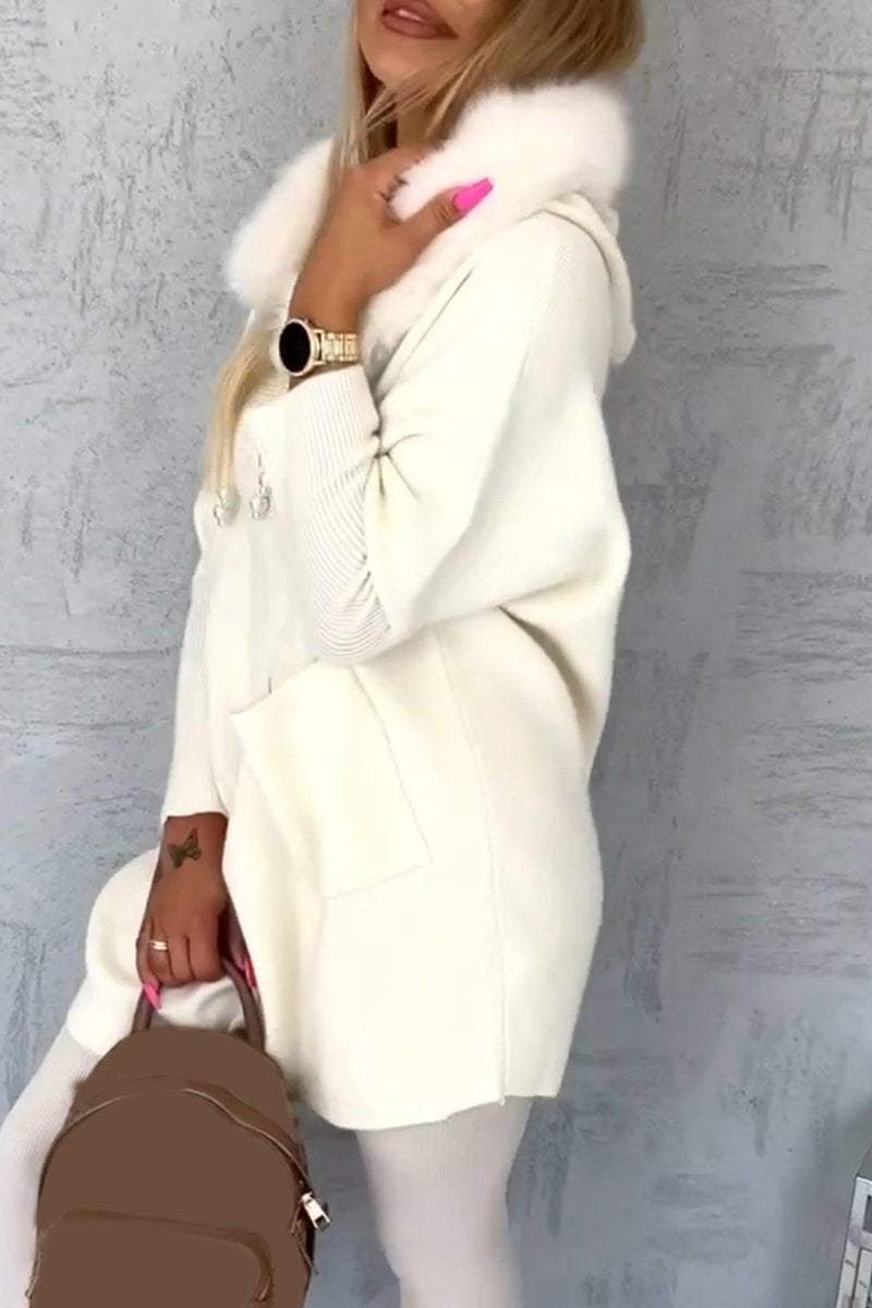 Női mindennapi pulóver hosszú ujjal és kapucnival