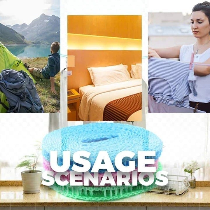 Szélálló, csúszásmentes ruhakötél (32 láb)