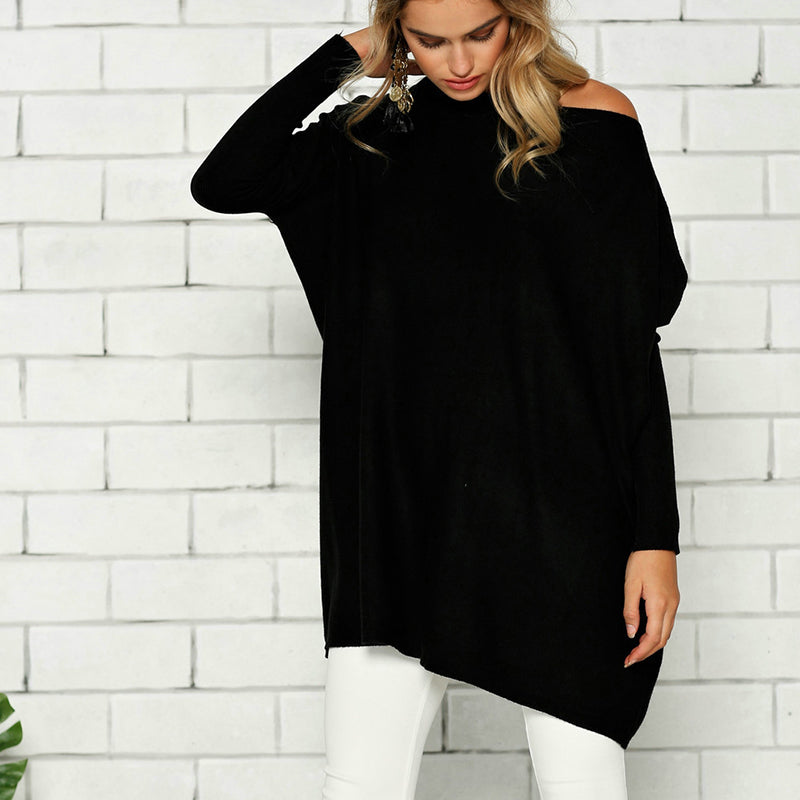 Női hosszú ujjú, kerek nyakú blúz egyszínű