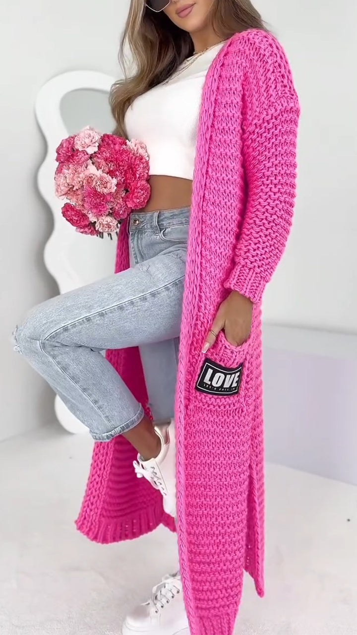 Női kötött alkalmi hosszú kardigán