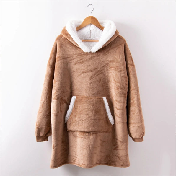 Női nagyméretű flanel kapucnis pulcsi