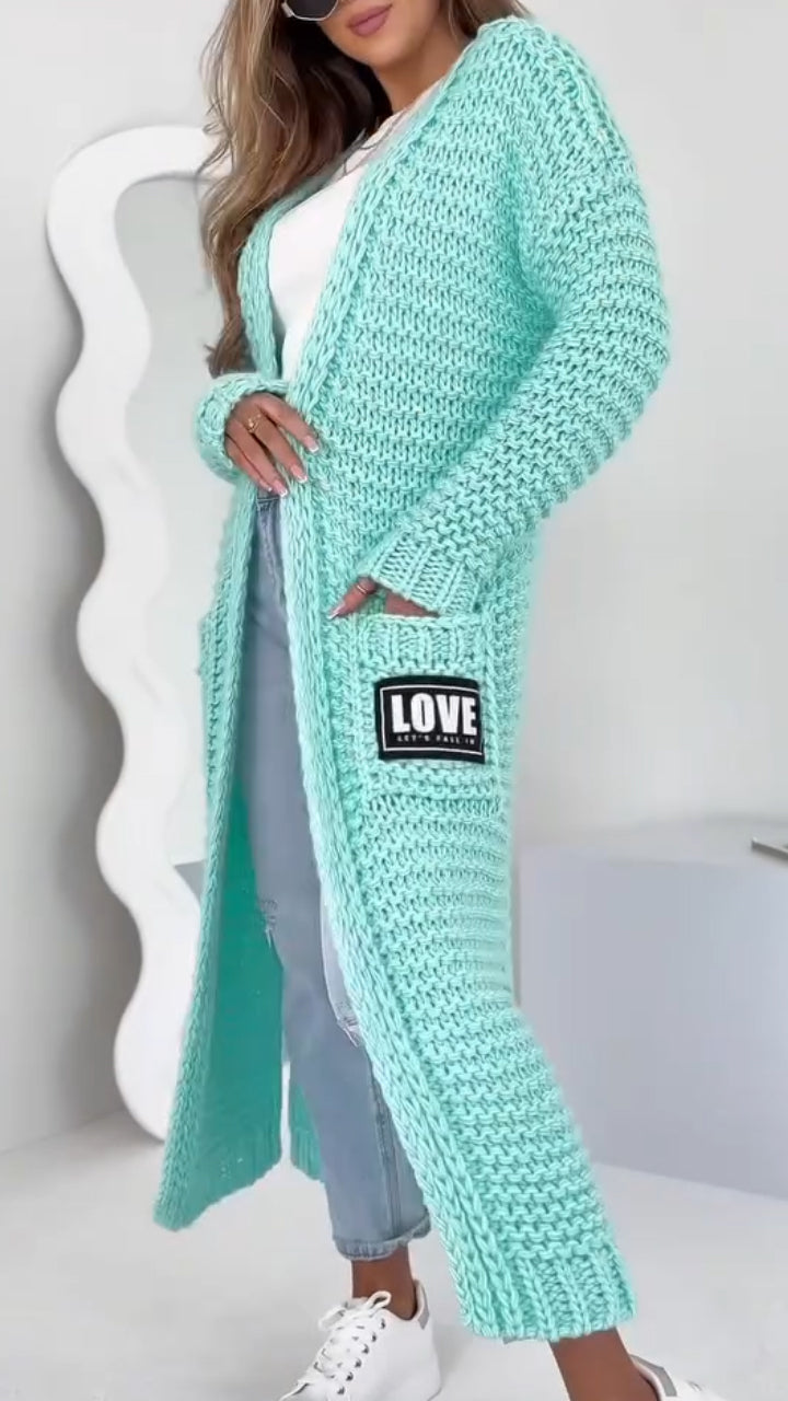 Női kötött alkalmi hosszú kardigán