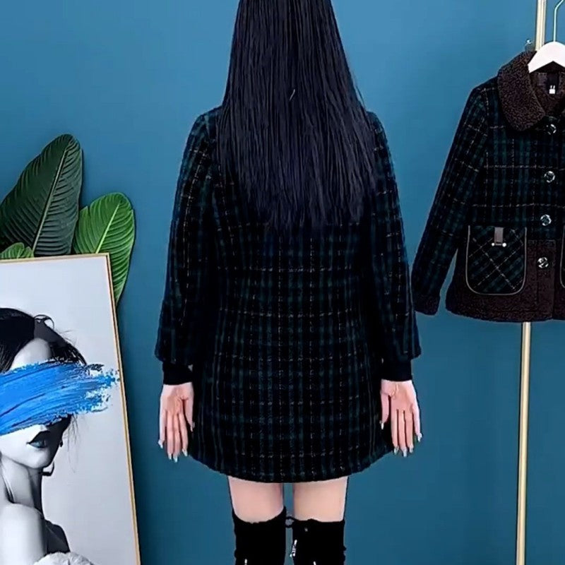 🎁Legjobb ajándék nőknek💖✨Vastag plüss, közepes hosszúságú női kabát