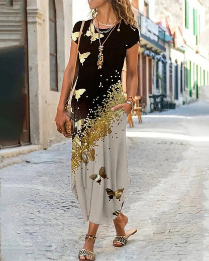 【S-3XL】 2024-es új, nyomott hosszú ruha