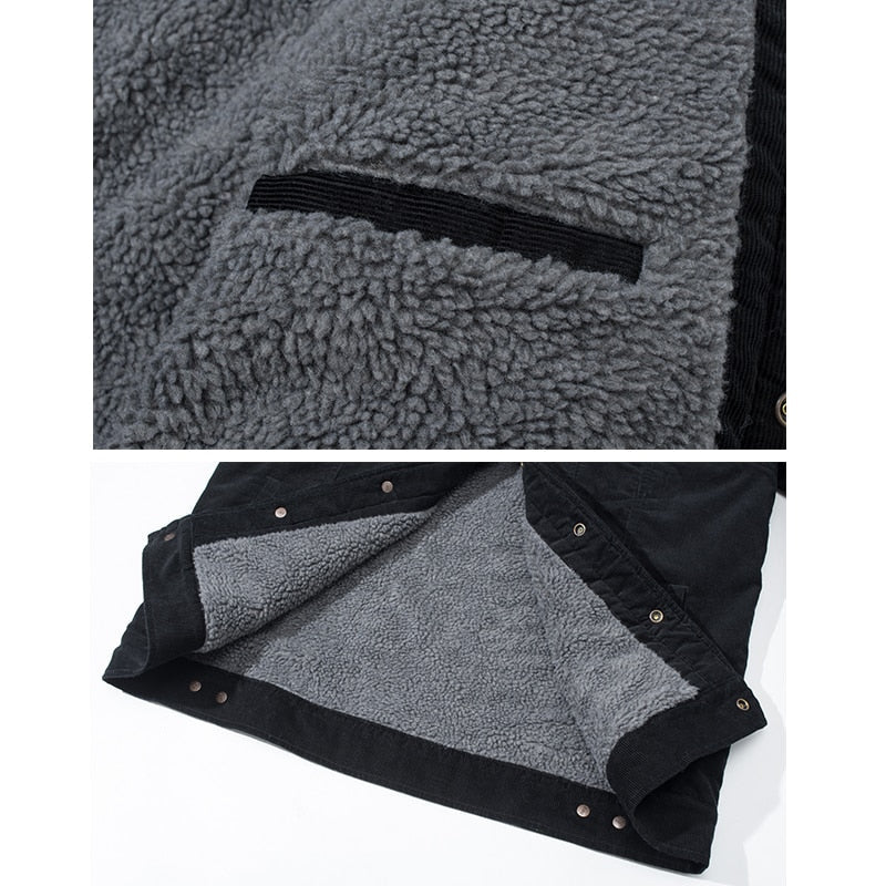 Men's Denim Corduroy Jacket with Wool Lining