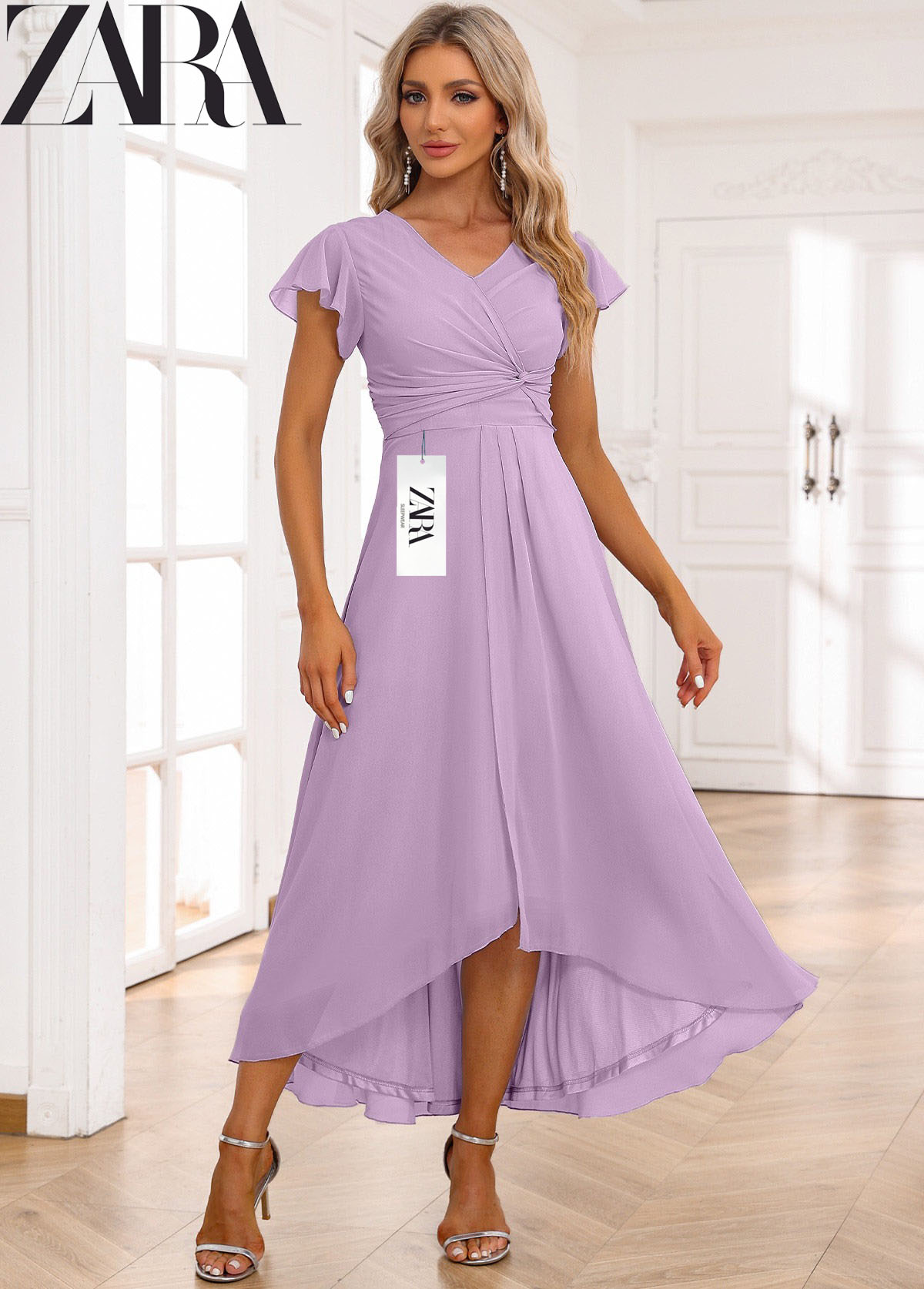 Női ruha sifon fodros díszítéssel