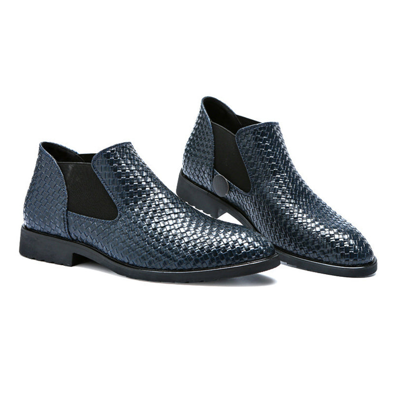 Férfi bőrcsíkos, kézzel kötött Chelsea csizma