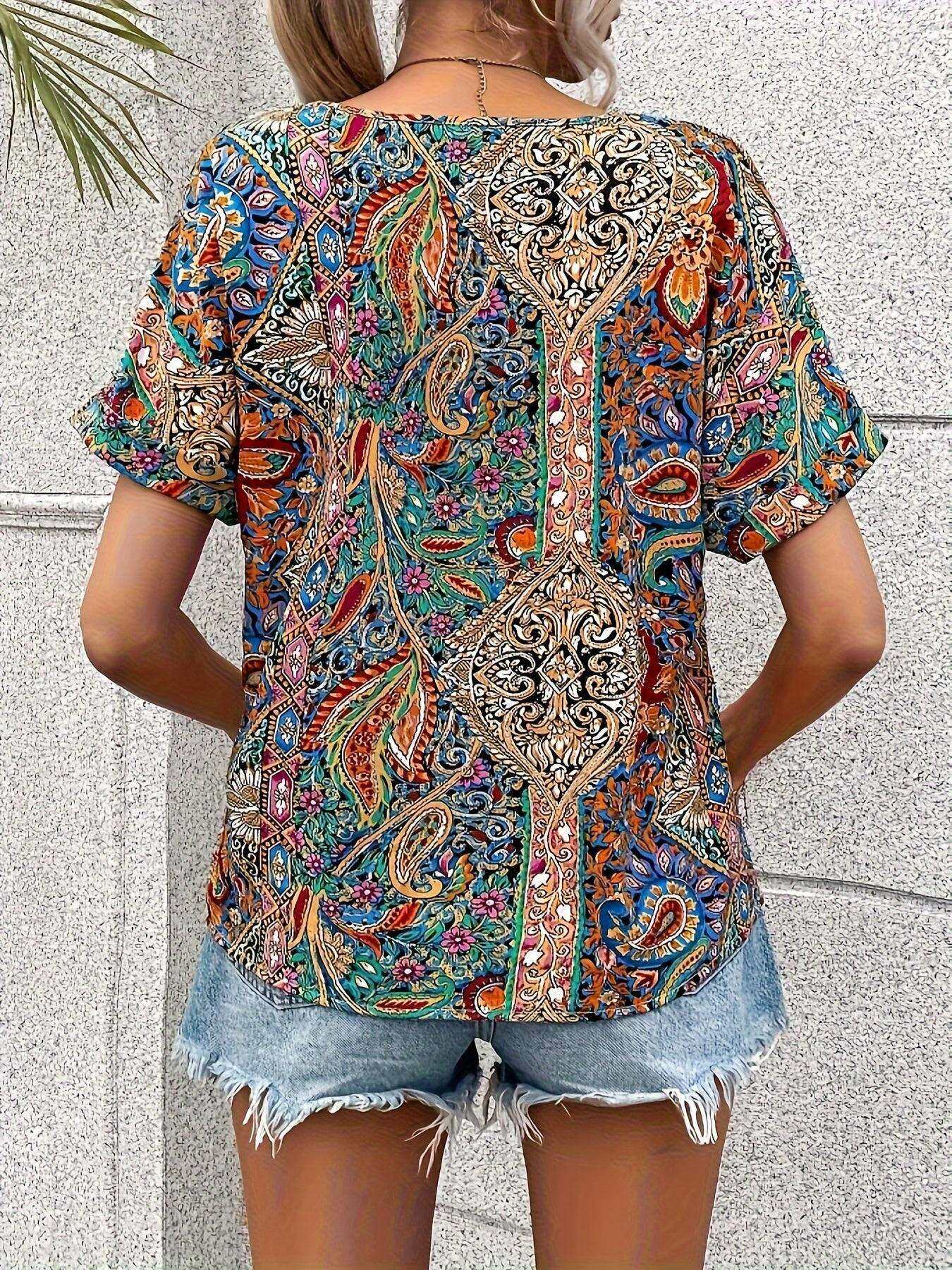 Női retro etnikai ing Paisley Print 2024 tavaszi nyári kollekció 1495326