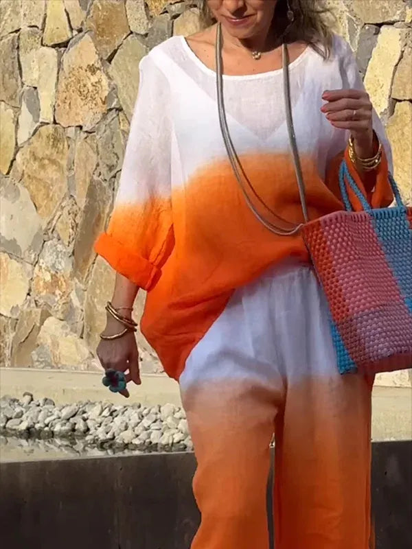 KÉT RÉSZES NŐI PAMUT ÉS VÉSZ ÁTMENETI SZÍNEKBEN