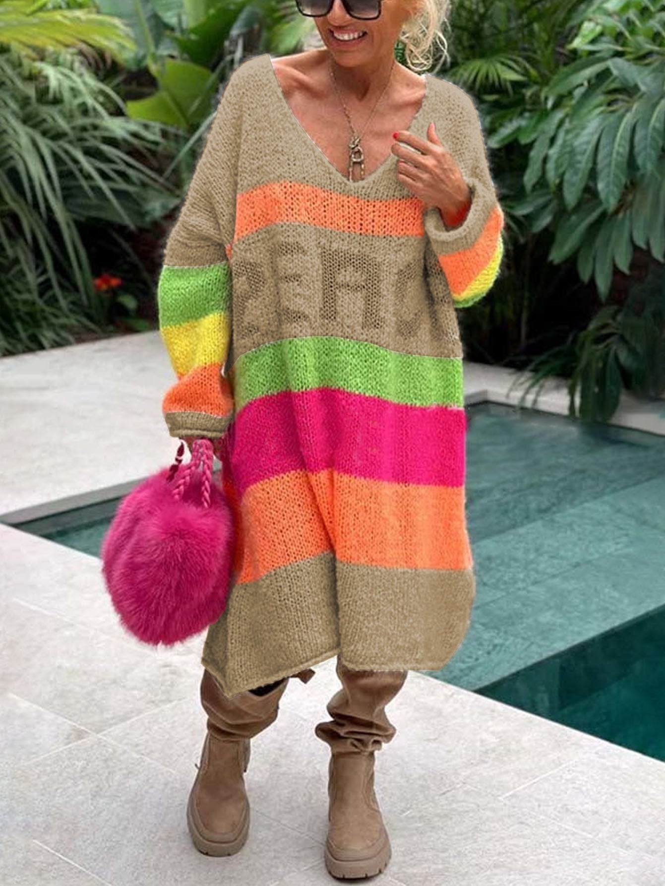 Peace Rainbow kötött pulóver