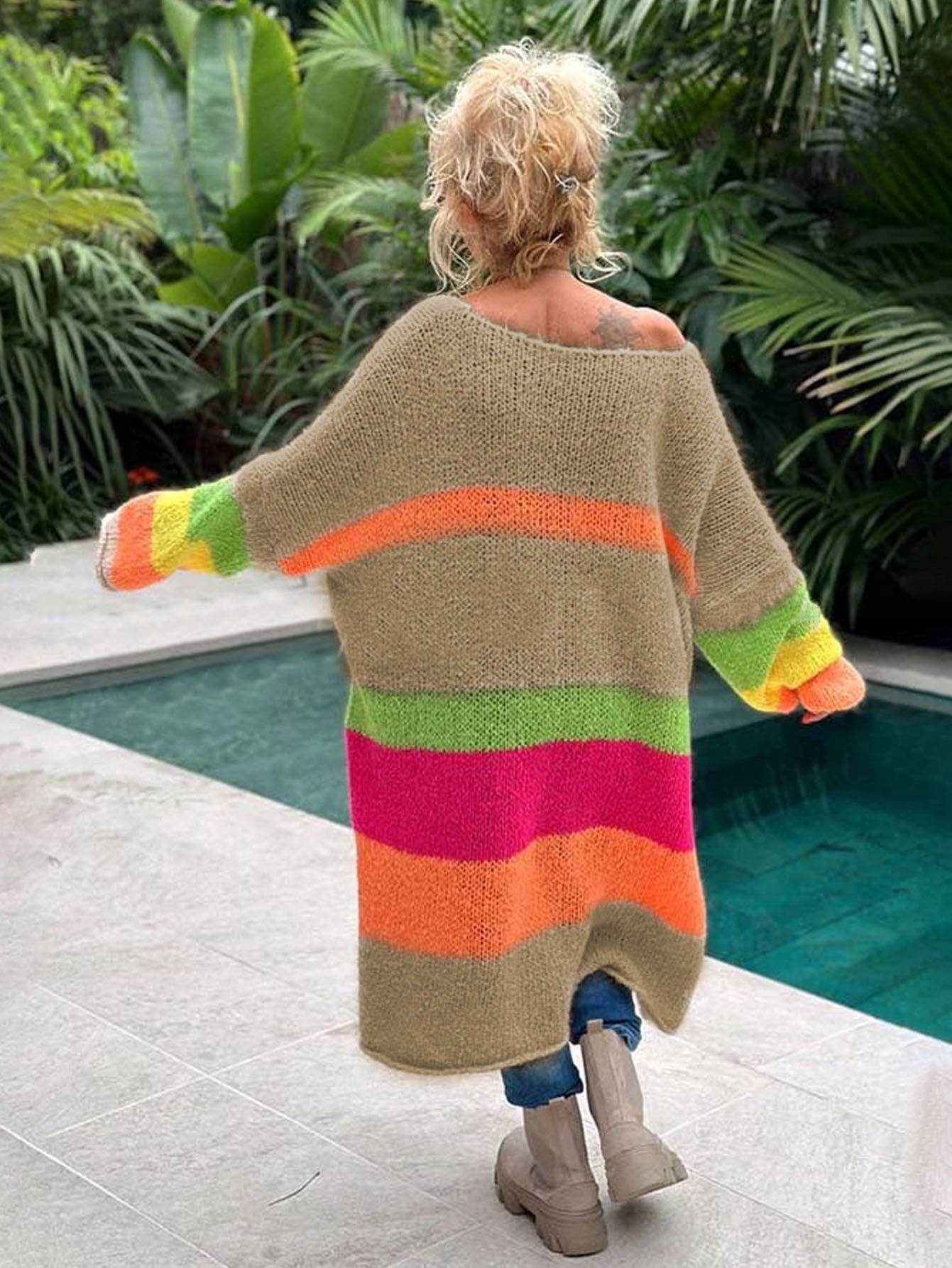 Peace Rainbow kötött pulóver