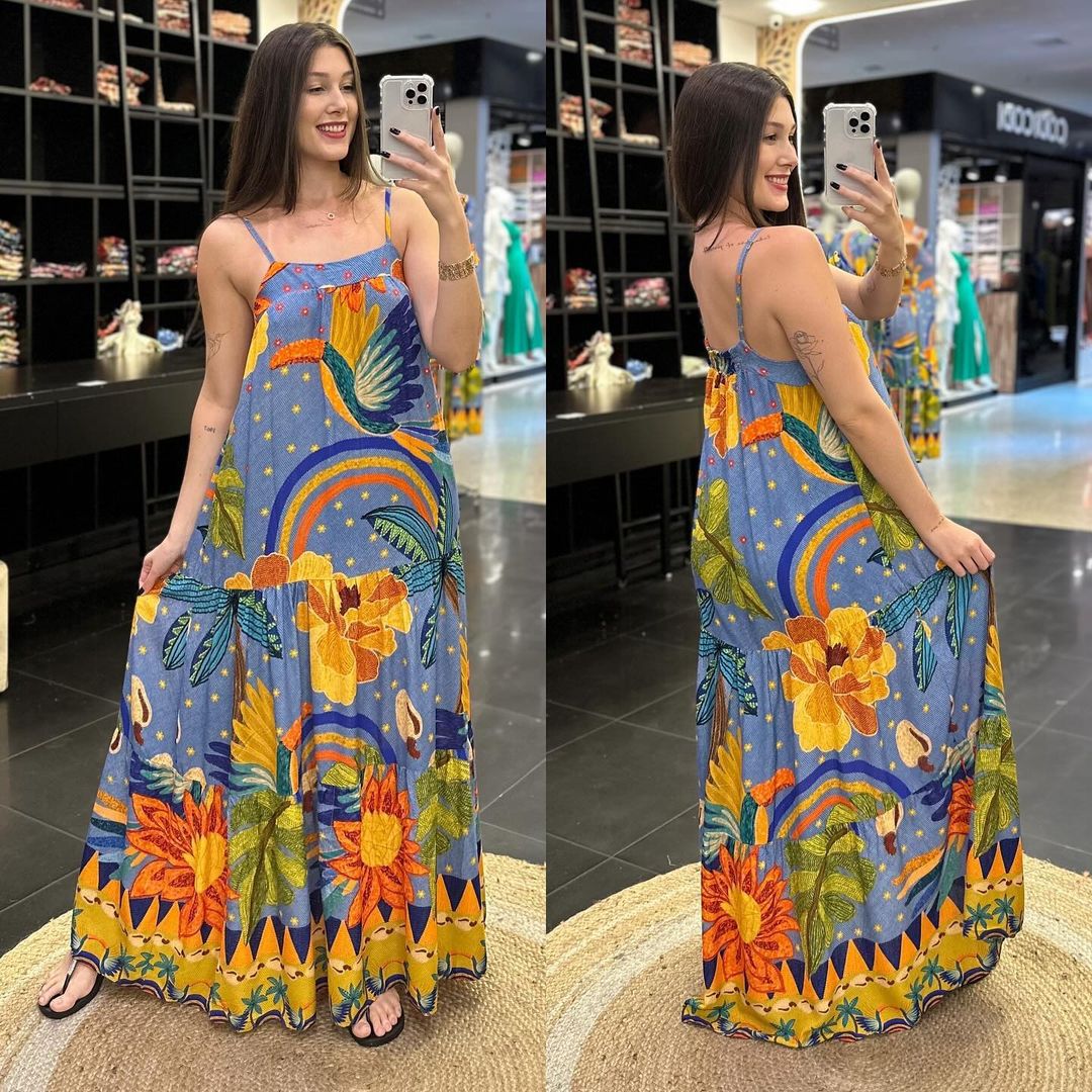 🔥2024-es új ujjatlan, nagy szegélyű hosszú pántos ruha