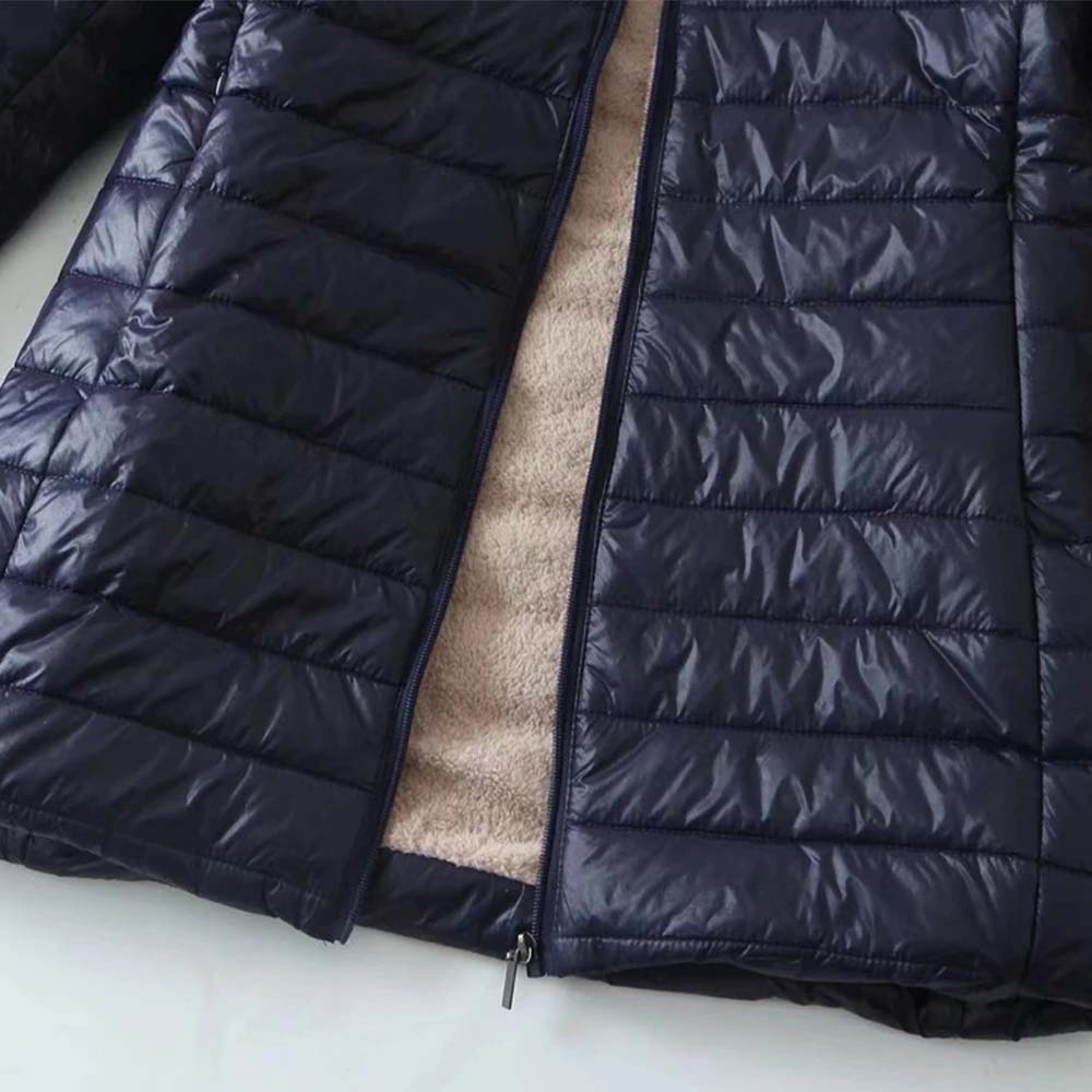 NŐI KÖZEPES SHERPA PAMUT KABÁT, KAPCSINÁVAL