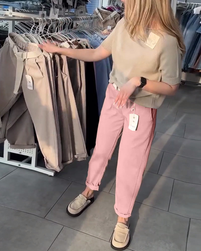 Nadrágok Egyszínű Lezser Egyenes