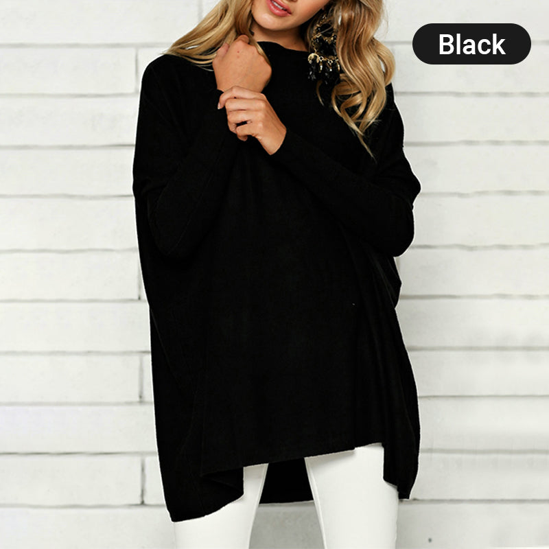 Női hosszú ujjú, kerek nyakú blúz egyszínű