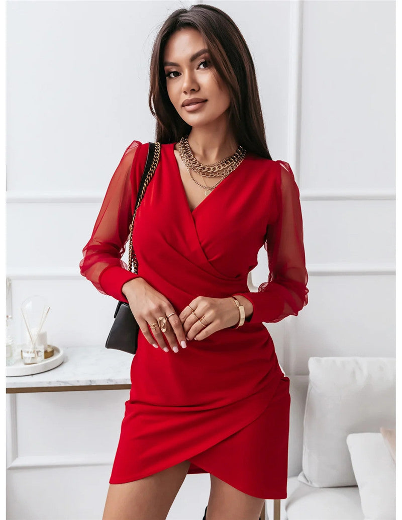 2024-es új elegáns egyszínű csipkeruha