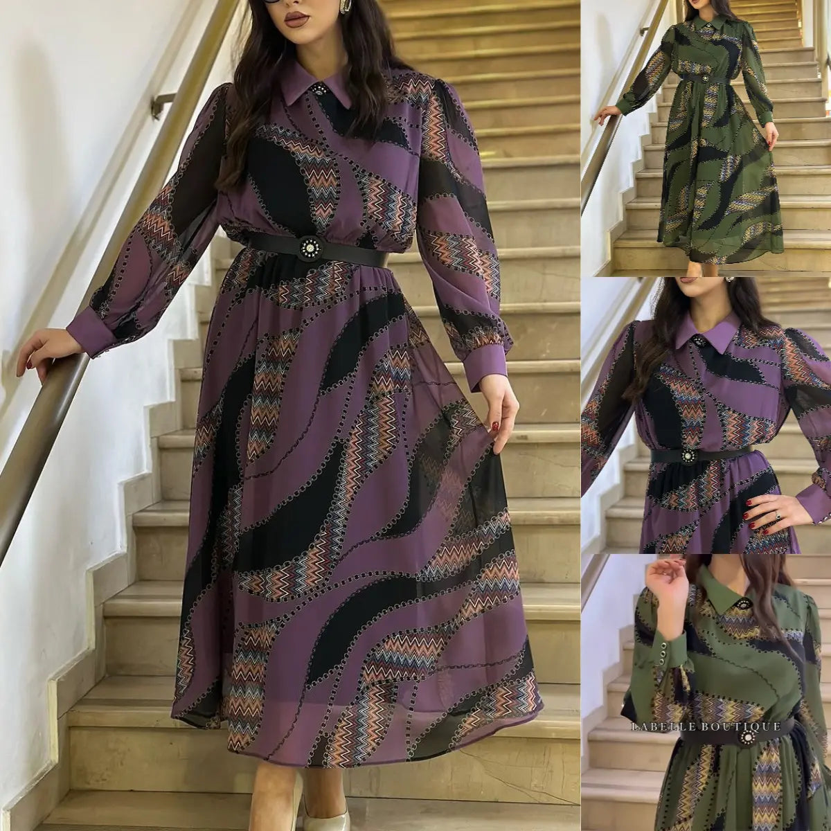 😍Nagyon szép ruha👗[S-5XL]Elegáns ruha fodros ujjakkal