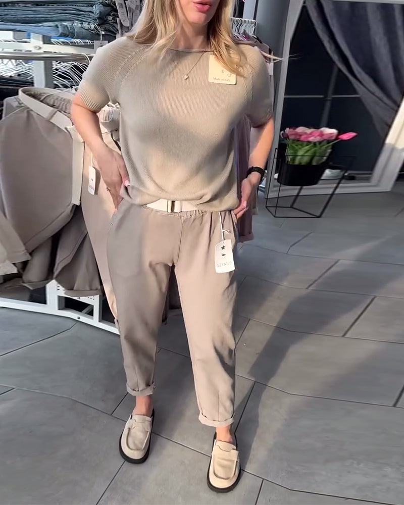 Nadrágok Egyszínű Lezser Egyenes