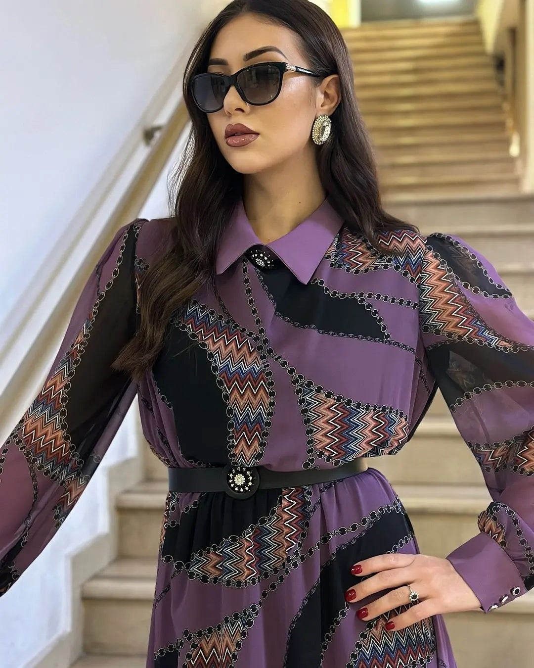 😍Nagyon szép ruha👗[S-5XL]Elegáns ruha fodros ujjakkal